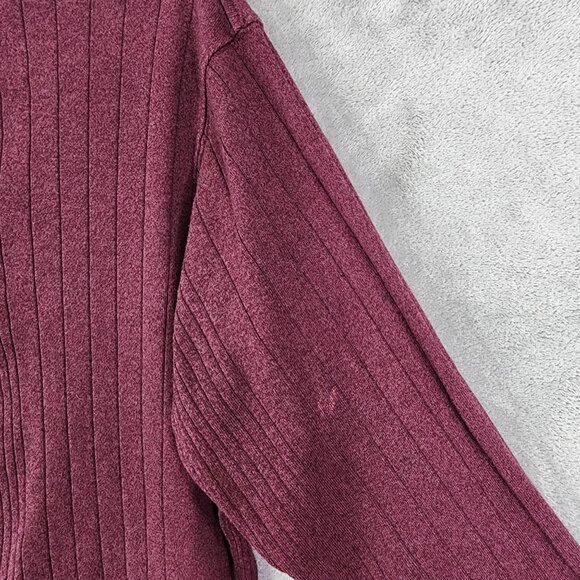 Mens Burgundy J. Ferrar Ribbed Shirt Long Sleeve Crew Neck Size XL - Picture 4 of 8